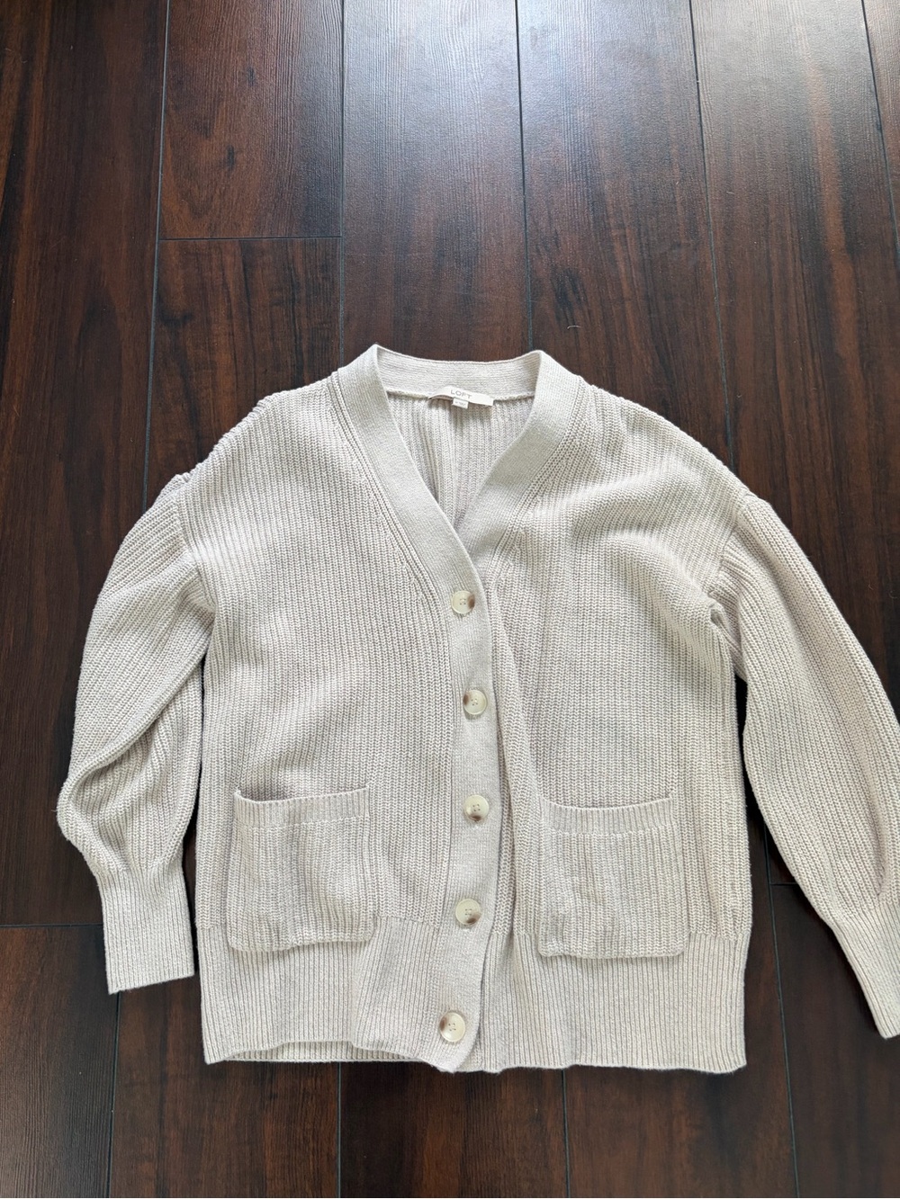 LOFT Ribbed Button Cardigan